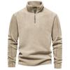 Men's Spring and Autumn Long Sleeve Standing Collar Half Zipper Sweatshirt Youth Solid Color Pullover Top