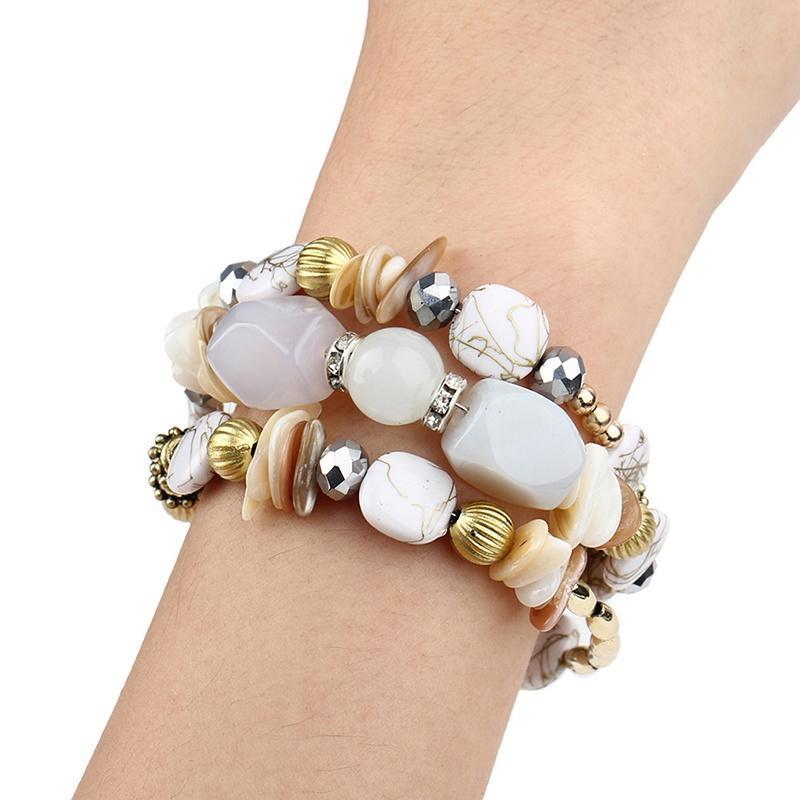 Vintage Colorful Natural Stone Beads Bracelet Bohemian Multilayer Fashion Bracelets for Women and Men Bangles Jewelry