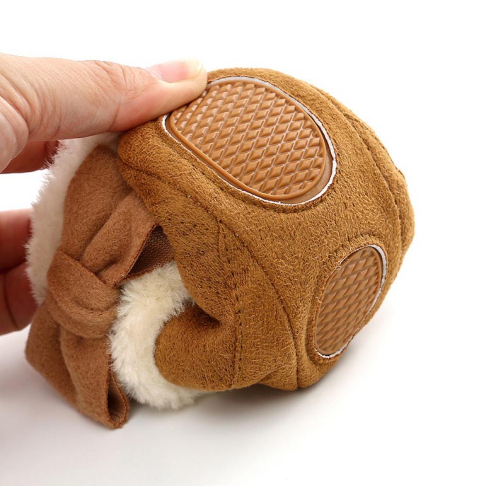 Младенческие замшевые зимние сапоги, обувь для маленьких мальчиков и девочек, мягкая подошва, милые флисовые сапоги для первых ходунков с бантом, флисовые сапоги для новорожденных с плюшевой подкладкой