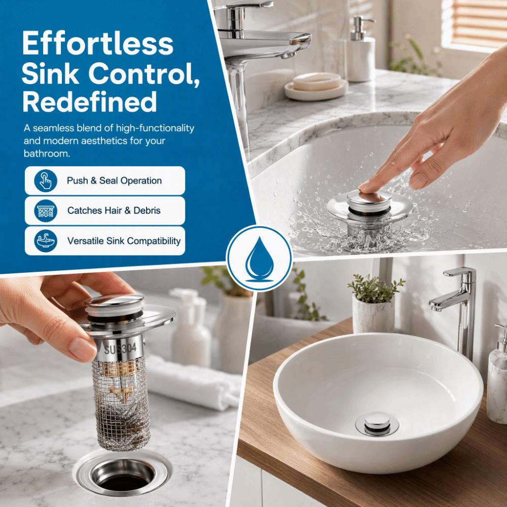 2 Pack Push Bounce Sink Drain Filter Sink Drain Filter Stopper Bathroom