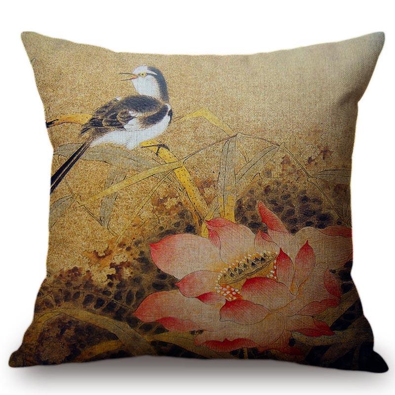 Китайский Ретро Живописный Стиль Классическая Девушка Лотос Чехлы для Подушек Офис Автомобиль Диван Кресло Домашнее Украшение Чехол для Подушки Наволочка