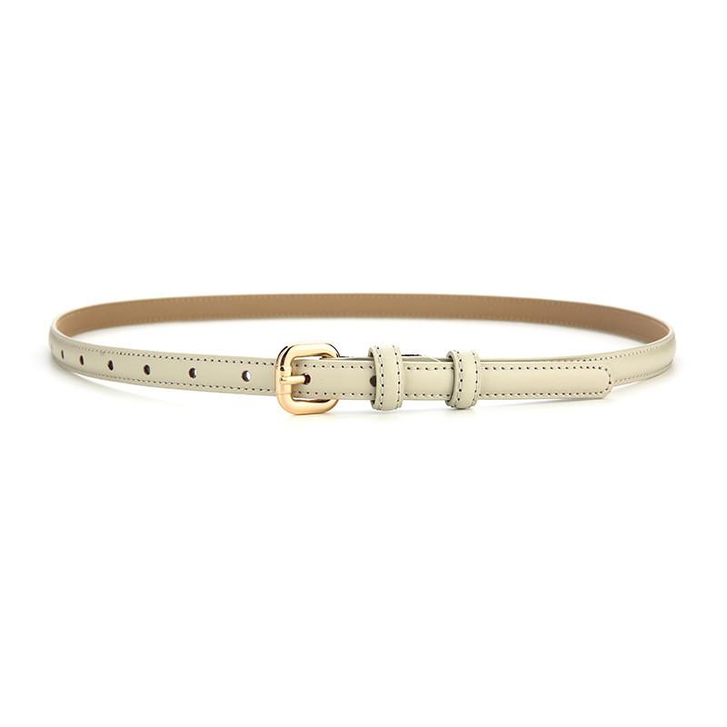 Womens Genuine Leather Slim Waist Belt For Dresses And Shirts With Metal Buckle For Casual Or Office Wear