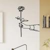 Metal Handheld Rose Black Wall Decor - Minimalist Line Drawing Pendant | Creative Quirky Art Sculpture for Kitchen and Bathroom