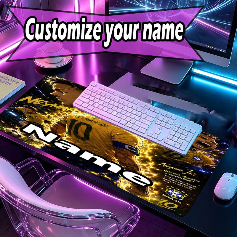 Custom Name Personalized Neymar Jr Pattern Mousepad, Laptop PC Desk Mat, Decorative Desk Mat for Home Keyboard Pad Gift