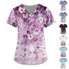 Women's Fashion V-neck Short Sleeve Workwear With Pockets Printed Tops Summer Tops For Women