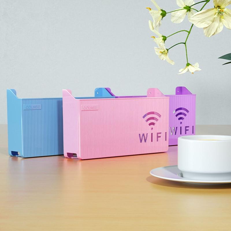 Sturdy Plastic Shelf Organizers Holds Router TV Box Optimizes Desk Space