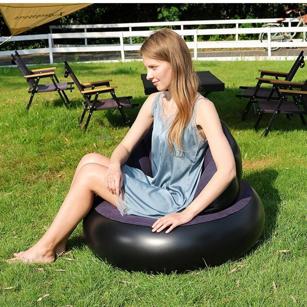 Ergonomic Backrest Inflatable Lazy Sofa Thickened PVC Portable Single Seater Indoor Outdoor Use