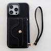 For iPhone 13 Pro Case Mirror Design PU Leather Back Cover with Card Slots,Wrist Strap