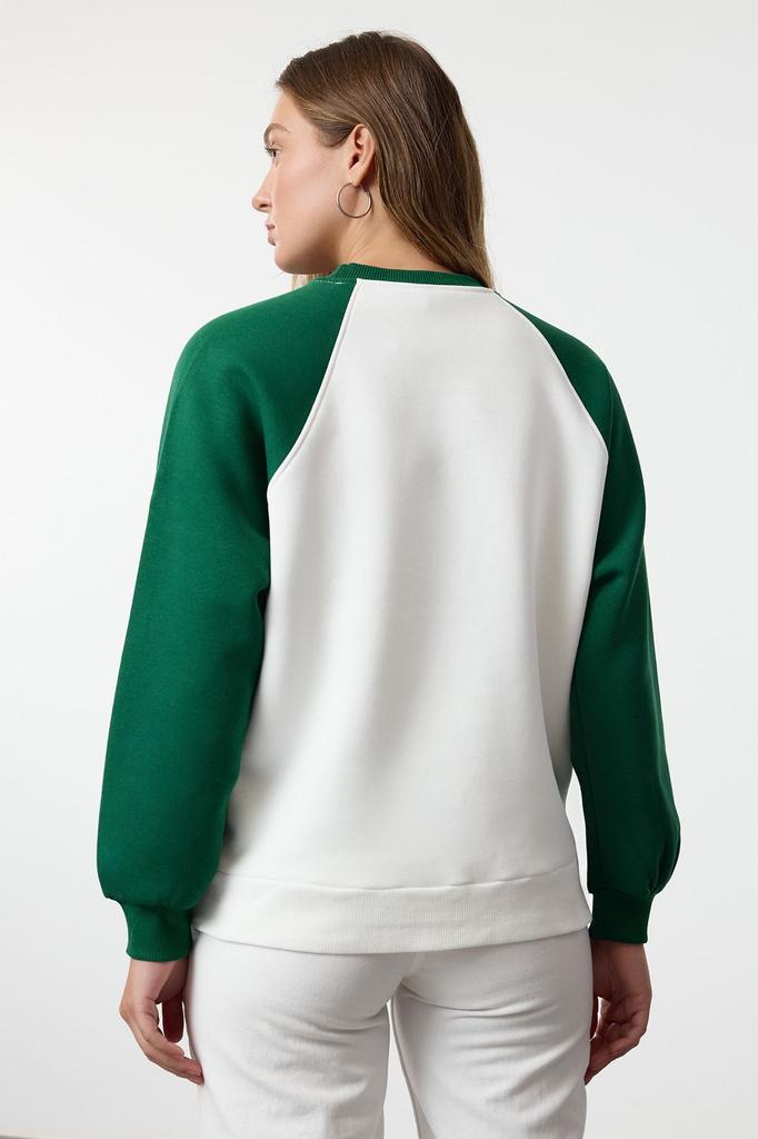 Женская модная стильная толстовка изумрудно-зеленого цвета, свободная посадка, рукав реглан, толстая вязаная толстовка