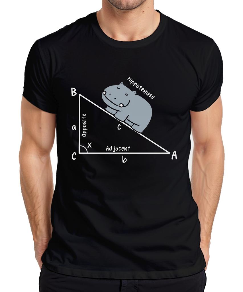 Hippotenuse Math Trigonometry Triangle Hippo Gift Teacher Mens T-Shirt