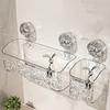 Bathroom Suction Cups Shower Shelves Shelf Basket Luxury Glacier Pattern Punch Free Sorting Box Wall Mounted Storage Basket