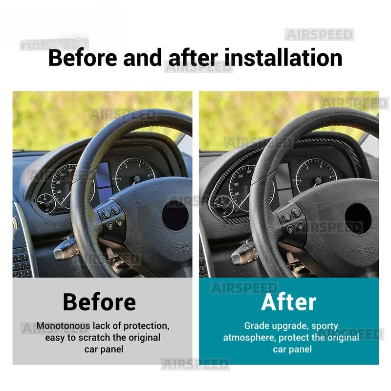 Real Soft Carbon Fiber Trim Sticker For Mercedes Benz A B CLASS W169 W245 2004 2005 2006 2007 2008 2009 2010 2011 Speedometer.