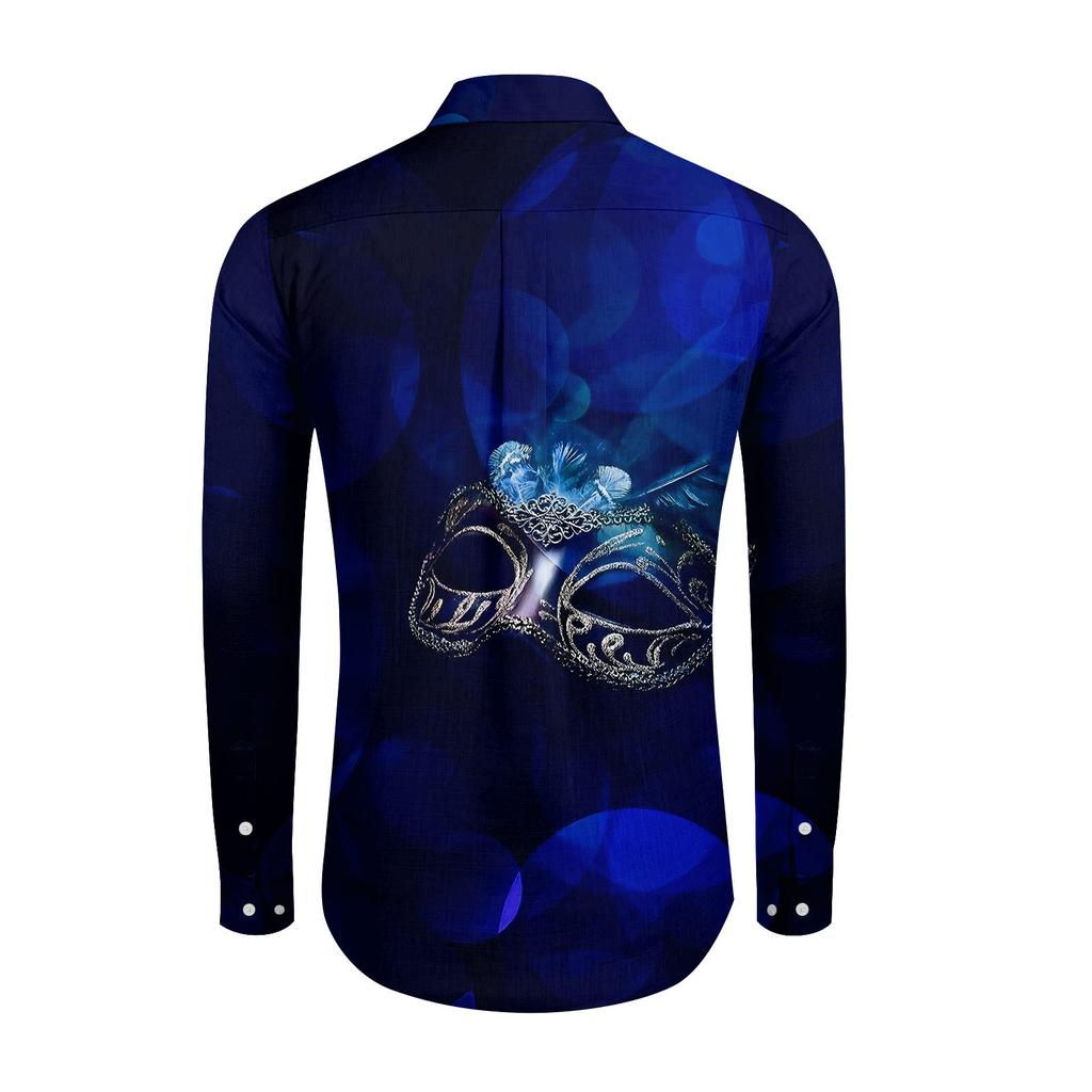 Мужская весенняя повседневная свободная рубашка с длинным рукавом с принтом Мужская рубашка