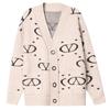 Women's Knitted Cardigan Sweater Autumn and Winter Thickened Plus Size Knitted Cardigan Loose Letter Print Knitted Jacket Outwear