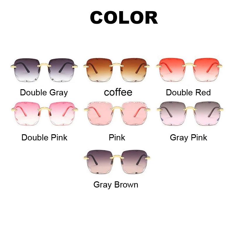 Винтажные квадратные солнцезащитные очки, женские классические безрамные зеркальные солнцезащитные очки с градиентом, женские модные солнцезащитные очки без оправы