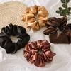 1Pc 12cm Black Brown Women Silk Satin Scrunchies Korean Ladies Girls Elastics Hair Band Ponytail Hold Hair Accessories