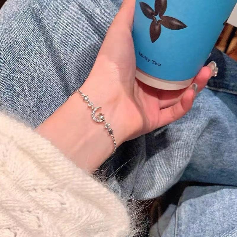 Изысканный браслет с цирконом в виде звезды и луны для женщин, модное шикарное украшение