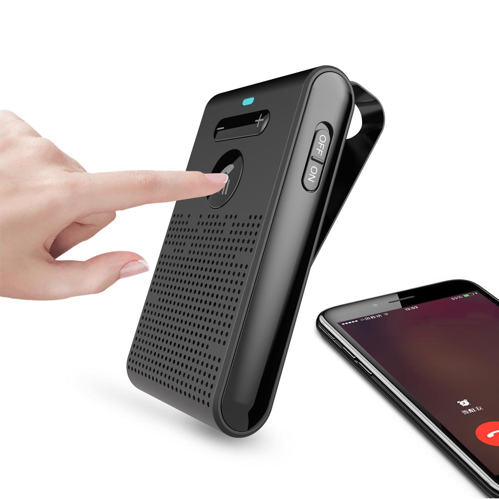 Bluetooth 5.0 Car Kit Speaker Sun Visor Clip Wireless Handsfree Audio Receiver Speakerphone Loud Music Player Dual Microphone