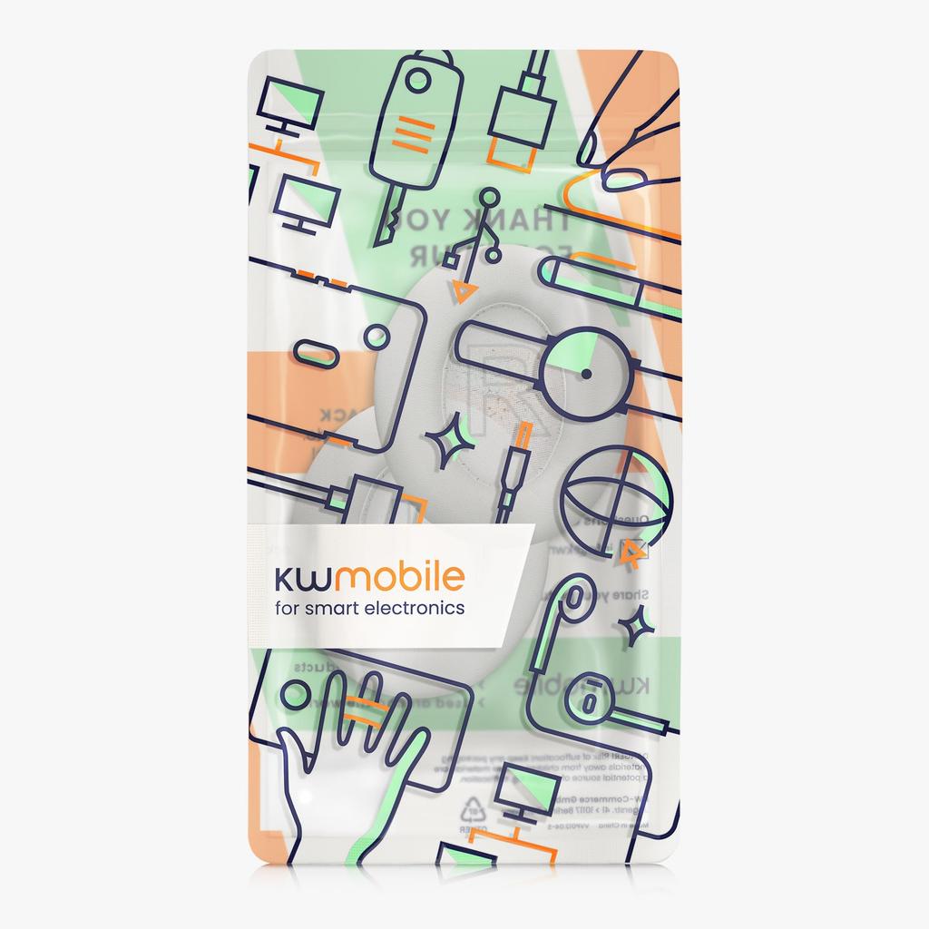 kwmobile 2x Headphone Cover Compatible with Anker Soundcore Life Q20 Replacement Ear Pads Cushion PU Leather Gray -