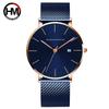 Classic Bauhaus Design Men Watch Dark Blue Japan Quartz Waterproof Fashion Business Calendar Ultra Thin Watches
