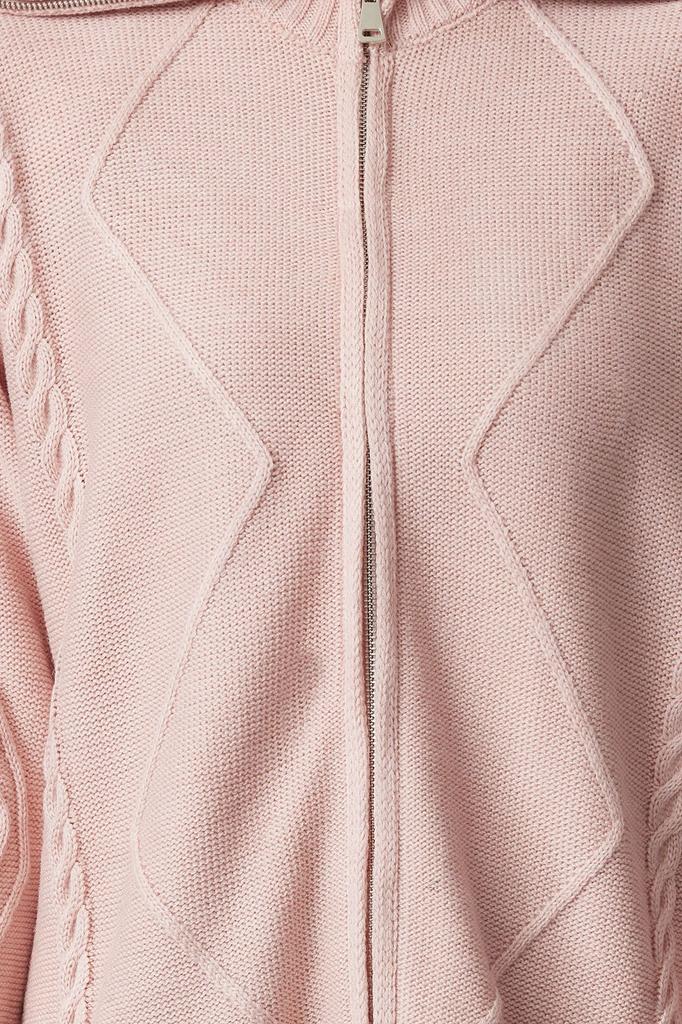Женский элегантный кардиган розовый мягкий текстурированный трикотаж на молнии с капюшоном кардиган