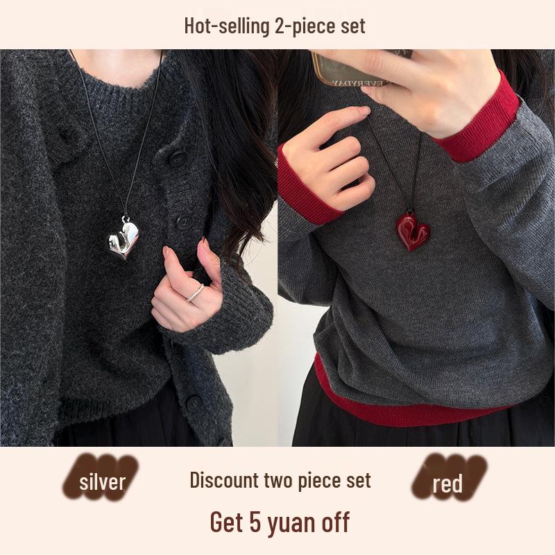 Черное веревочное колье с сердцем - Женский чокер в дерзком и милом стиле