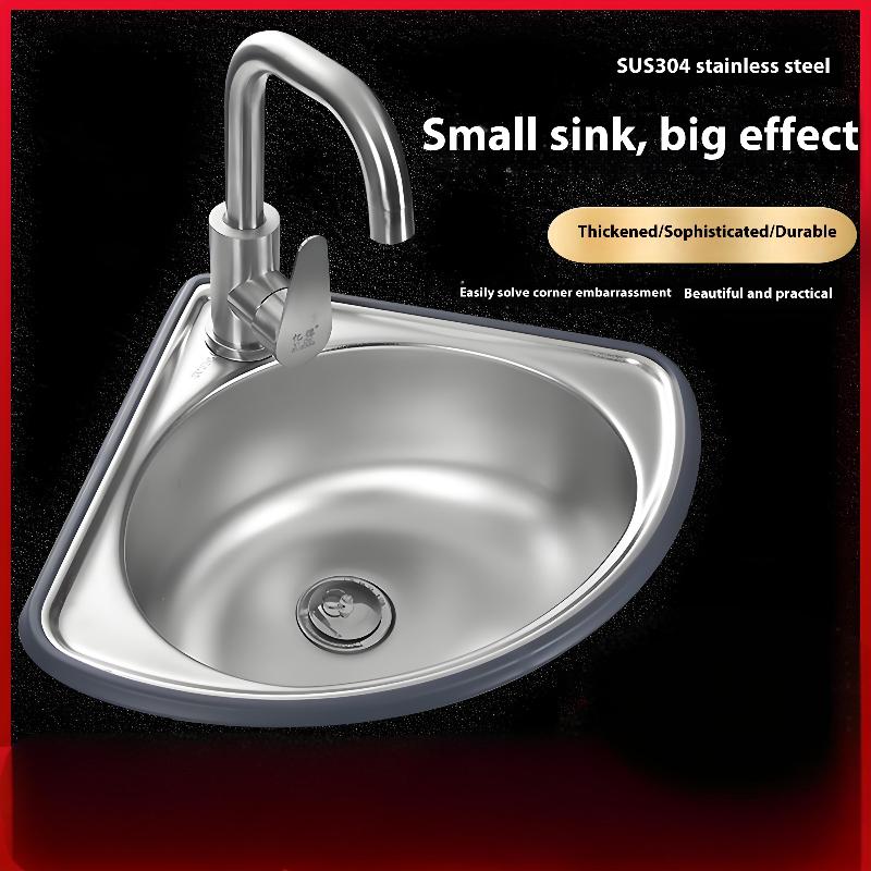 Kitchen Sink Bathroom Basins Vegetable Motorhome Steel Bar Small Single Drop Bowl Corner Tub