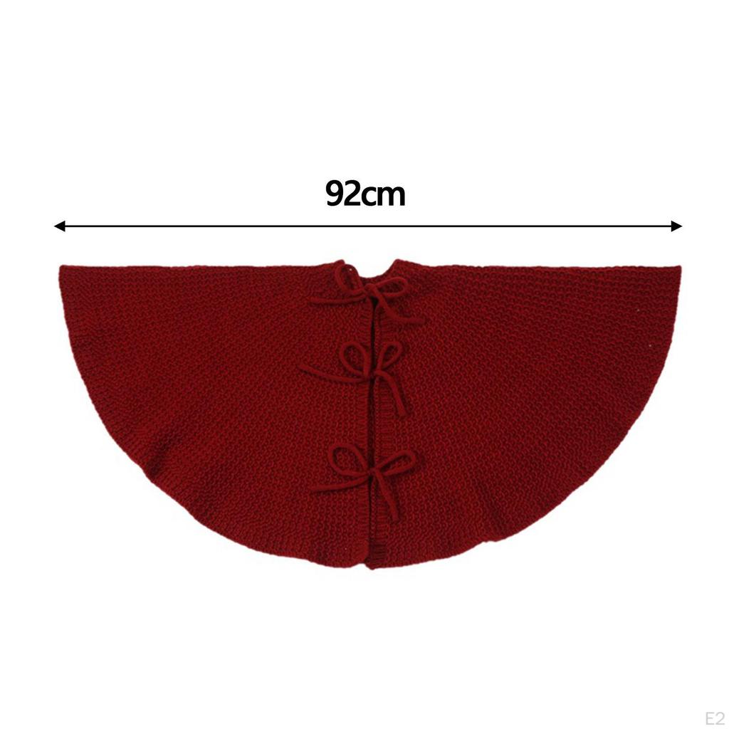 Knitted Christmas Skirt Base Cover 92cm Round Carpet Ornament for Bedroom Farmhouse Office