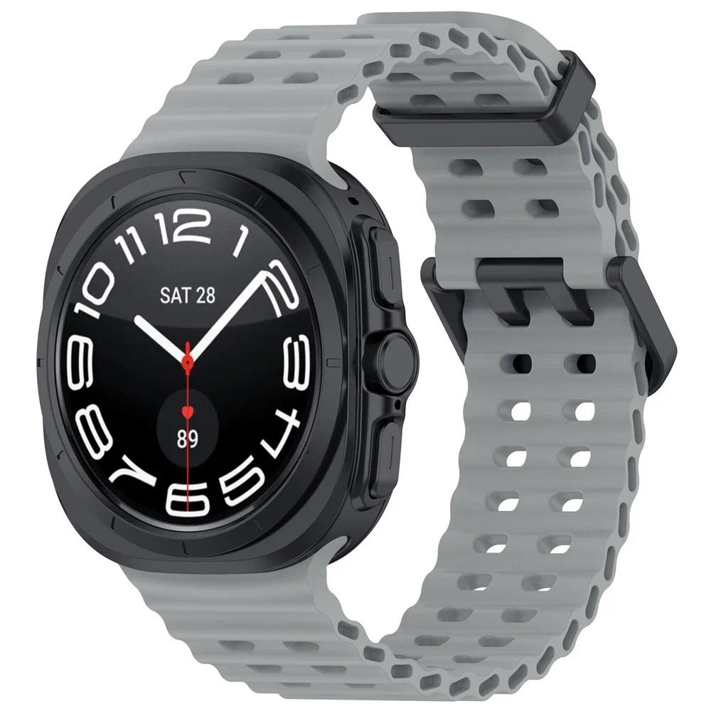 Спортивный ремешок для Samsung Galaxy Watch Ultra 47 мм силиконовый Браслет БЕЗ ЗАЗОРОВ Ocean Watchband aquatics Watch 7 47 мм Официальный ремешок