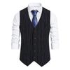 Springa Utumn Fashion Men's Casual Trendy Striped V-neck Sleevless Suit Vest Coat Single-breasted England Waistcoat Male