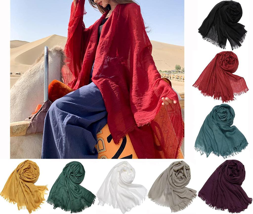 Women's Lightweight Oversized Faux Linen Beach Shawl Scarf - Perfect for Summer, Parties, Weddings, or Christmas Gifts