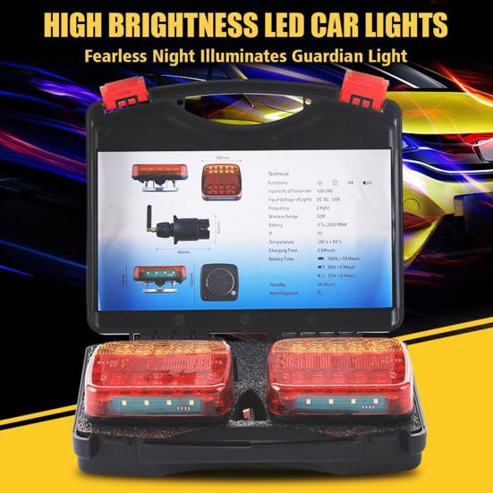 Car LED Tail Lights Wireless Magnetic Trailer Taillight Kit with Lasting Battery Fast Charging Weatherproof Vehicle Lights for Trucks Boats RVs