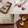 French Romantic Wine Red Enamel Heart Shaped Pendant Earrings Fashion Jewelry For Women Eardrop Accessories