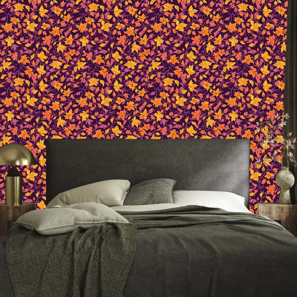Intricate floral pattern wallpaper in burgundy, red and plum 50x1000