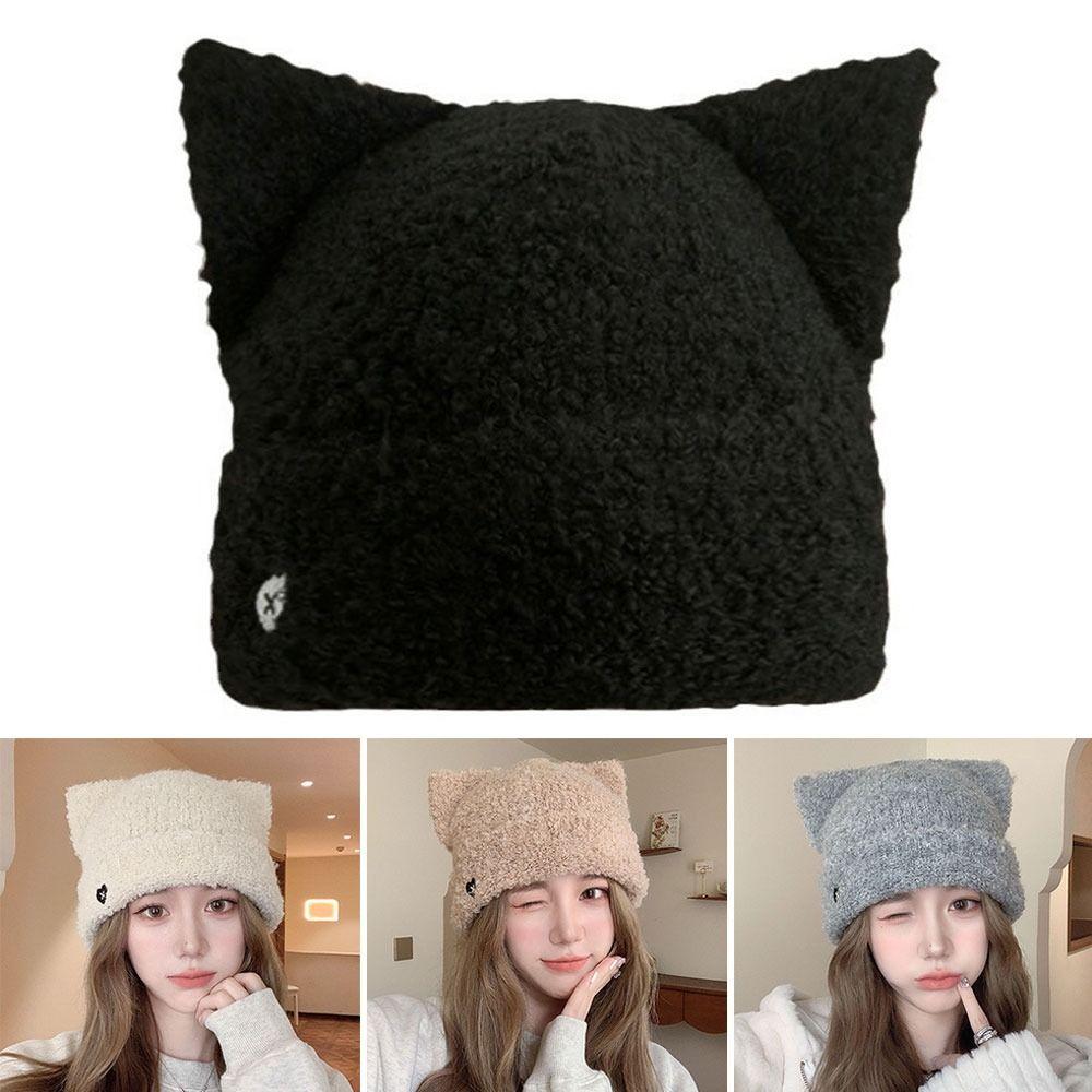 Cute Cat Ear Earmuffs Cap Fluffy Ear Protection Cap Winter Pullover Hats for Women