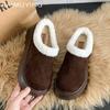 Fur Platform Women Cotton Slippers Suede Short Plush Casual Mules Flats Shoes 2025 Trend Winter Warm Cozy Snow Botas De Mujer