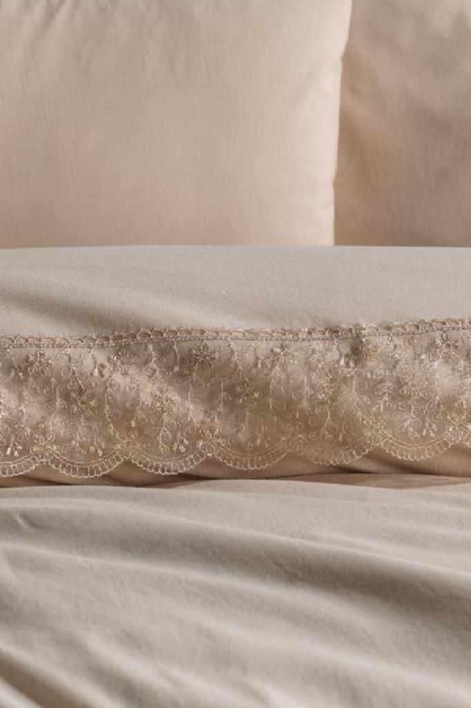 Комплект пододеяльников Yonca 6шт, Пододеяльник 200х220, Простыня 240х260 Хлопчатобумажная ткань, Полный размер, Двойной размер Бежевый