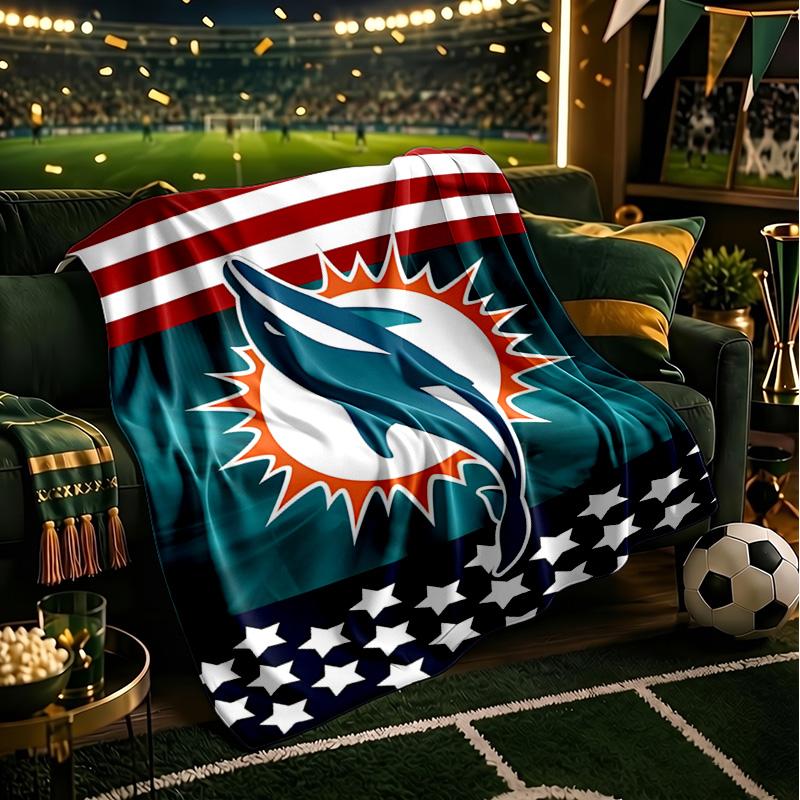 Dolphins Team Logo Artwork Blanket Lightweight Flannel Bedding Blanket Perfect for Travel, Camping, Living Rooms, Offices, Sofas, Fan Christmas gift