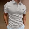 Summer Men's Polo Shirt Solid Colour Pocket Short Sleeve Lapel T-shirt Casual Fitted Tops for Men