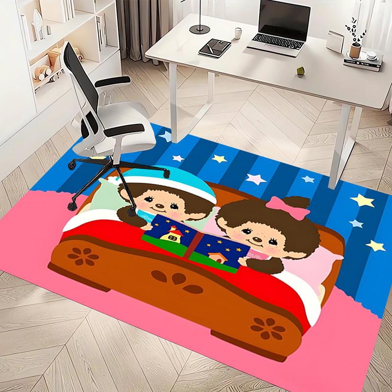 1pc Monchhichi Print Area Rug - Soft, Washable Non-Slip Indoor Mat, Living Room, Home Office Decorative Rug,Office Decorative