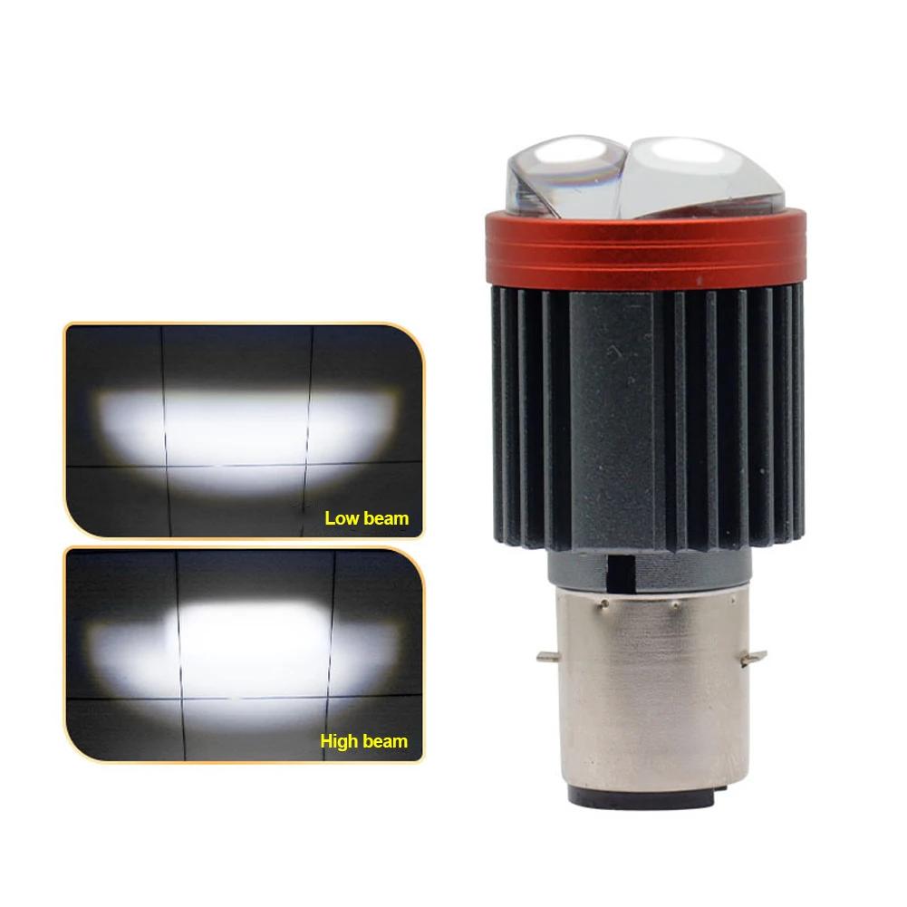 Светодиодная фара BA20D для мотоцикла, двухлинзовая проекторная фара, лампа-прожектор для скутера и мотоцикла, ДХО, лампы ближнего/дальнего света для электровелосипеда, квадроцикла