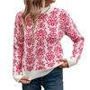 Half High Neck Knit Autumn Winter Floral Jacquard Pink Sweater