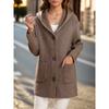 Tooxika Autumn And Winter New Mid-length Hooded Knitted Cardigan Casual Solid Color Thickened Sweater Jacket For Women