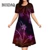 Summer Elegant Women's New Dress Fashionable Street Round Neck Short Sleeved Dress Women's Casual 3D Printed Loose Plus Size Women