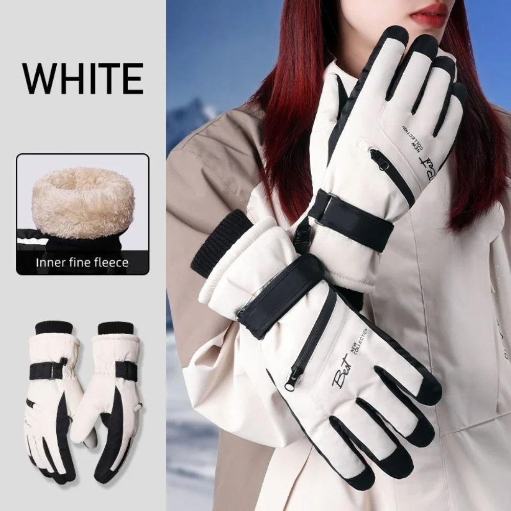 Thicken Winter Ski Gloves with Storage Bag Card Holder  Gloves Snowboard Gloves  Girls