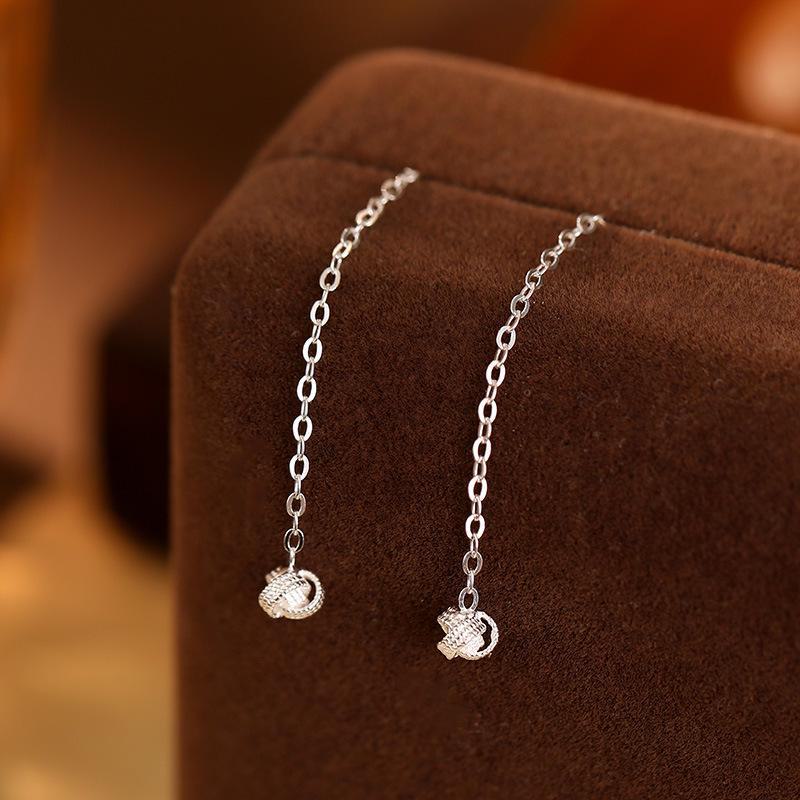 Banyan Tree S999 Silver Ruyi Knot Tassel Face-Slimming Earrings - Women's Luxury Niche 2024