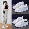 Leather Platform Sneakers Women Vulcanize Shoes Casual White Sneaker Shoes Ladies Flats Lace-up Walking Trainers