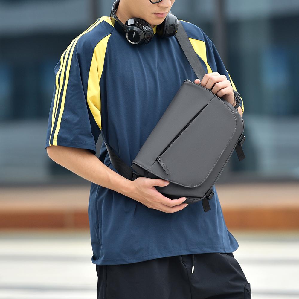 Однотонная мужская плечевая сумка большой вместимости, спортивная сумка через плечо для улицы