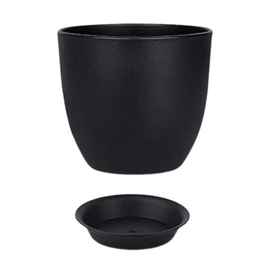 Цветочный горшок с поддоном Пластиковый горшок для растений с дренажными отверстиями Современный декоративный кашпо для комнатных и уличных растений Садовые комнатные растения