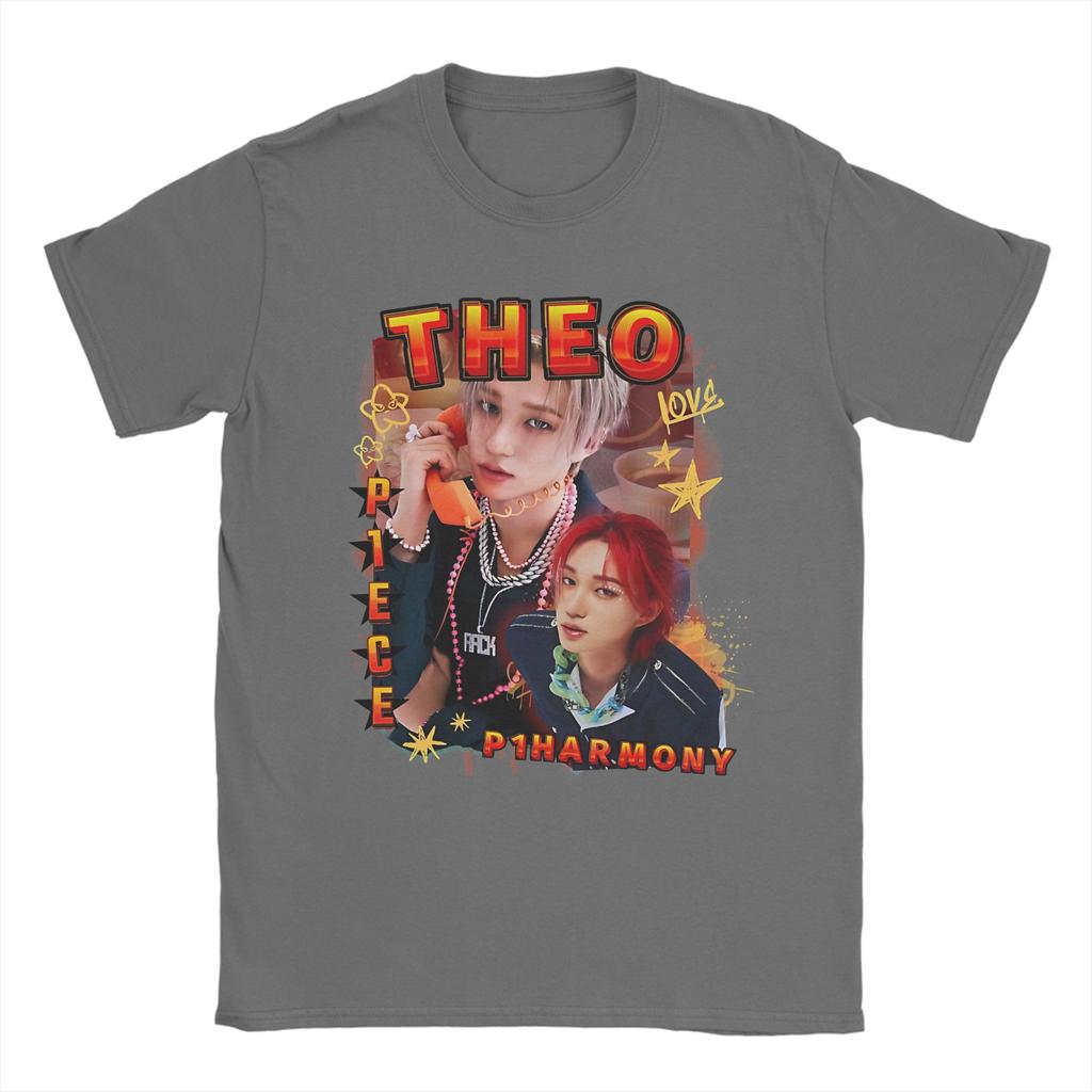 P1Harmony Theo Korean Group KPop Unisexs T Shirts  Novelty Tees Short Sleeve Round Collar TShirt 100 Cotton Gift Idea Clothes